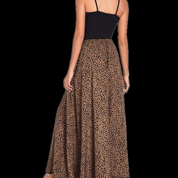 Women's M Flowy Long Skirt Summer Beach Pleated Elastic High Waisted Casual Maxi - Picture 6 of 6